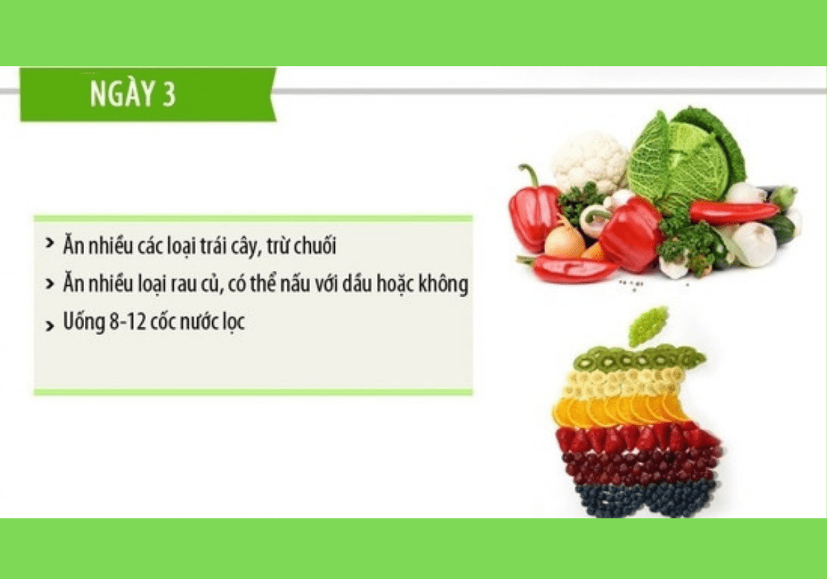 Thực đơn hàng ngày giúp giảm cân với General Motor Diet ngày 3
