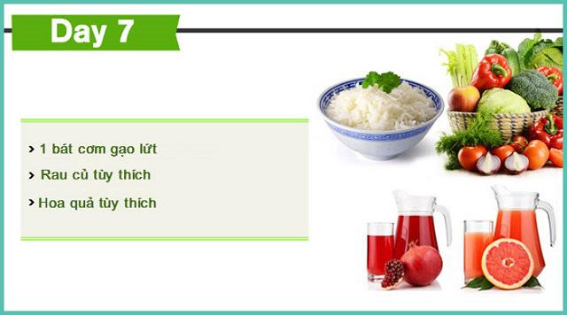 Thực đơn hàng ngày giúp giảm cân với General Motor Diet  vào ngày thứ 7